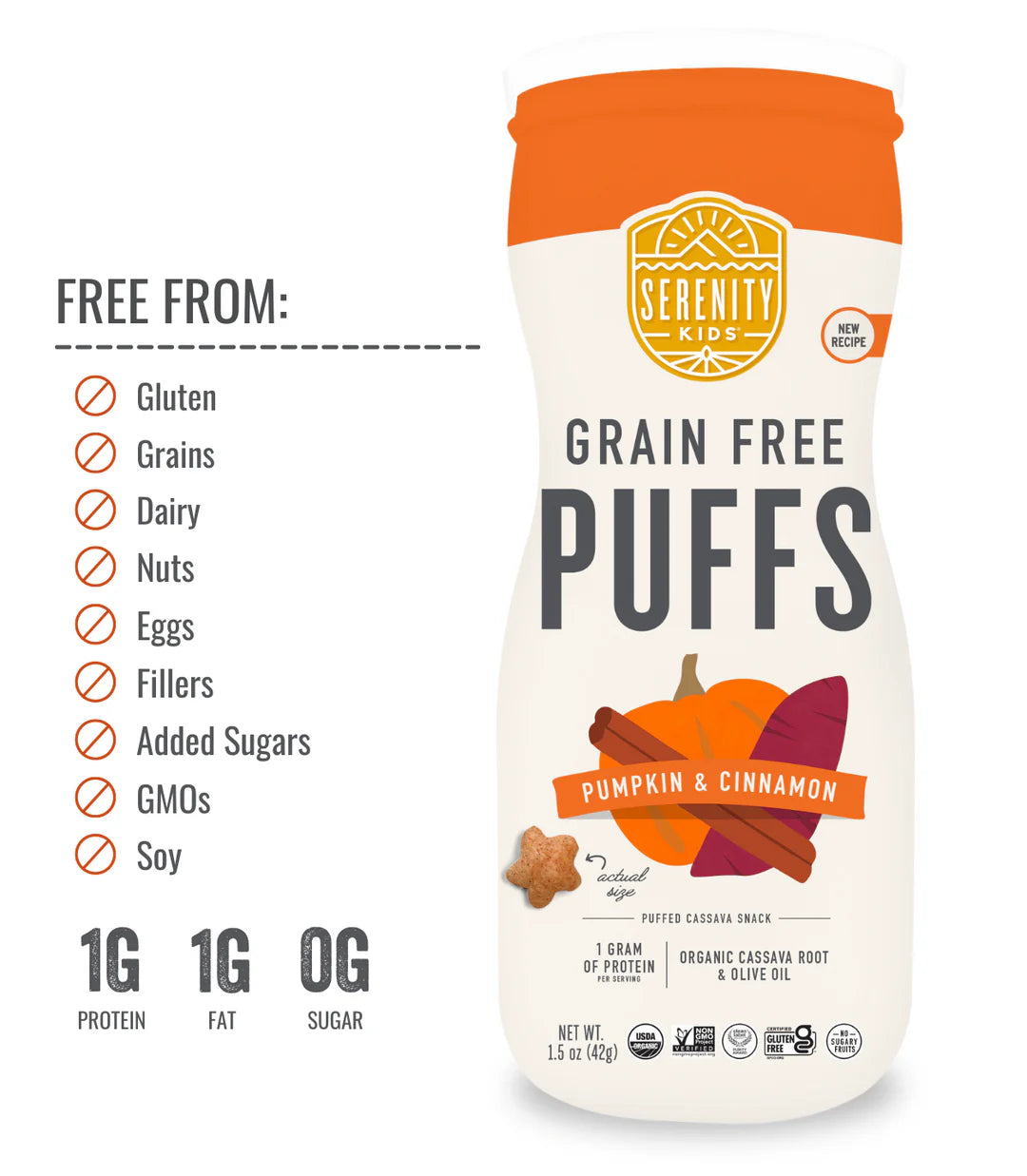 Pumpkin & Cinnamon Grain Free Baby Puffs with Olive Oil